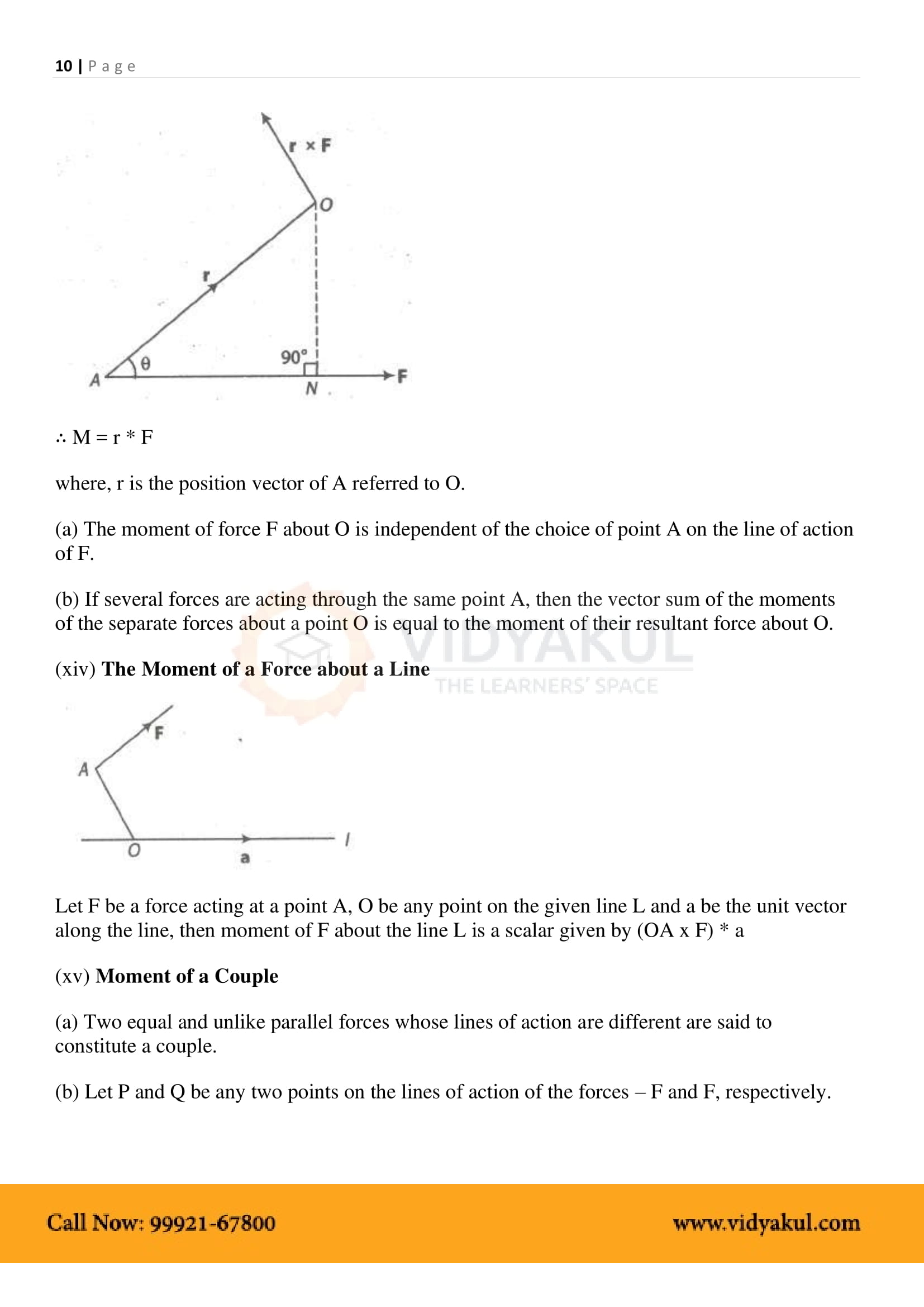 Vector Algebra Class 12 Formulas PDF with Notes | Vidyakul