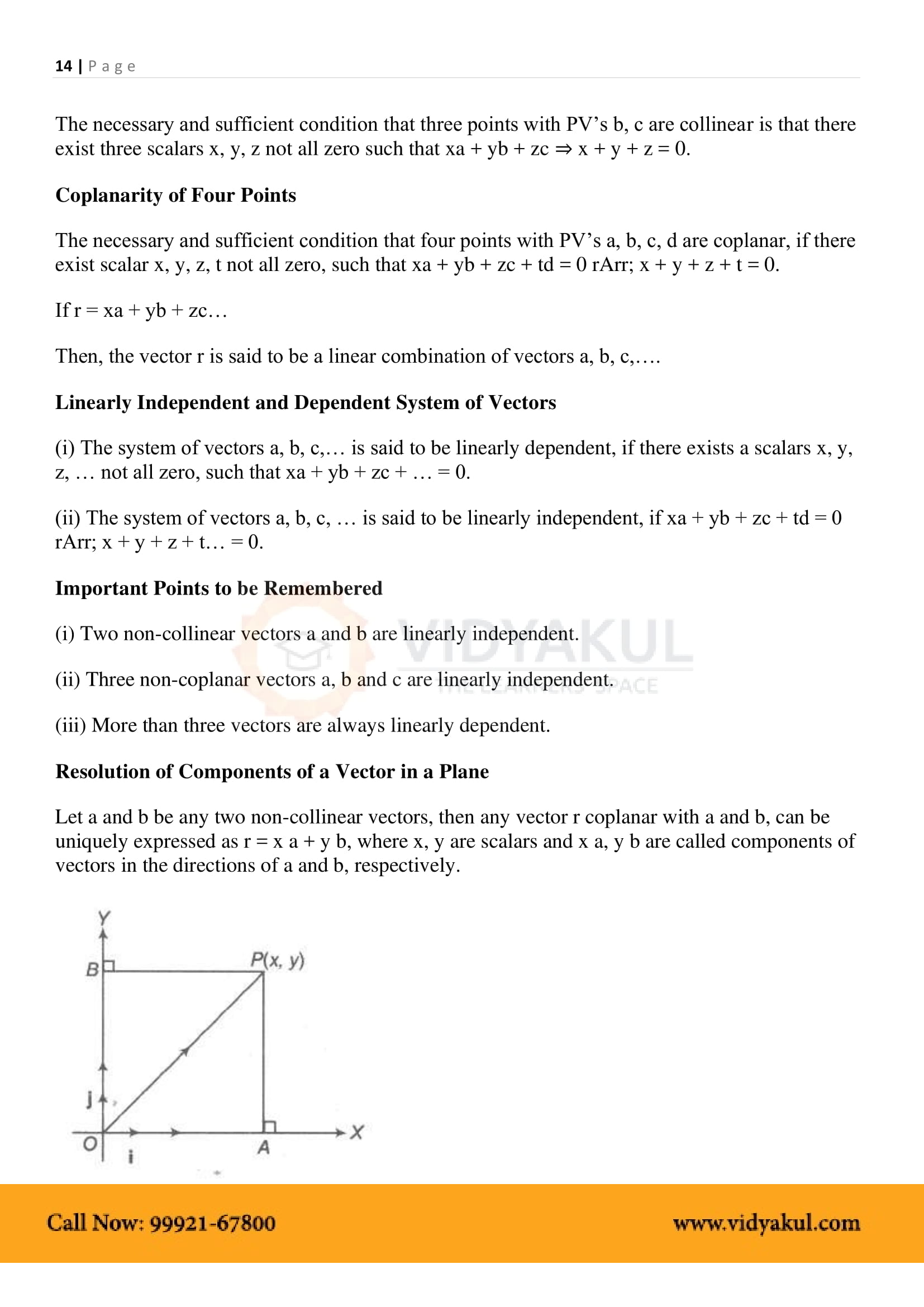 Vector Algebra Class 12 Formulas PDF with Notes | Vidyakul