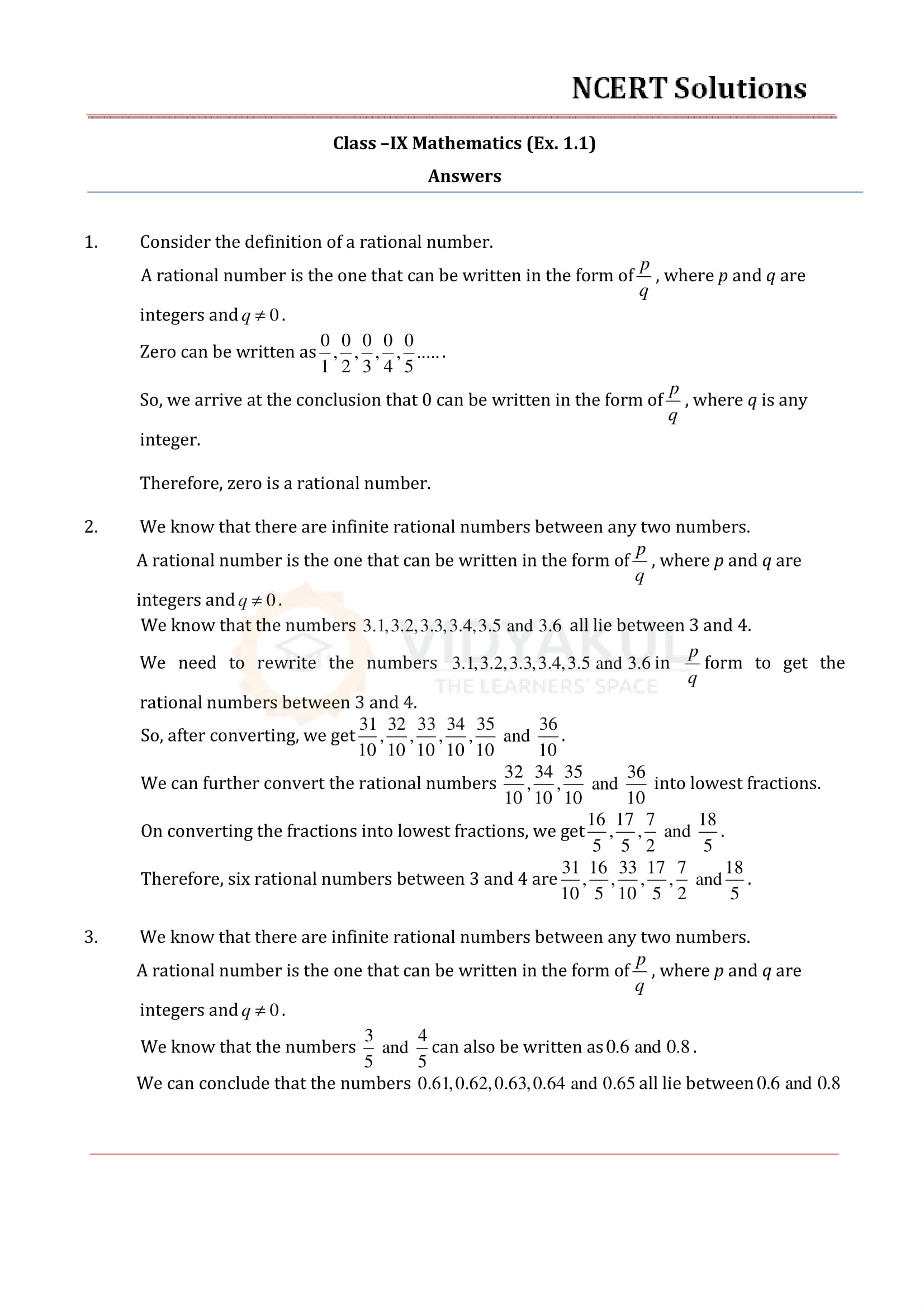 Class 9th Math Number System Ncert Solution Cbse 2023 