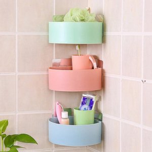 WallMounted Storage: SelfAdhesive Plastic Corner Shelf for Bathroom and Kitchen