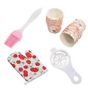 Set of 4 Kitchen Tools Including 1 Spatula Brush 1 Oven Glove 1 Egg Yolk Separator 25 Piece Paper Cup Set