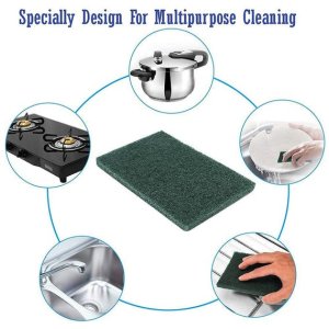 PACK OF 10 AQUA GREEN SCRUB SPONGE PADS FOR MULTIPURPOSE KITCHEN CLEANING