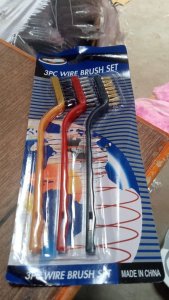 SET OF 3 MINI WIRE BRUSHES WITH BRASS NYLON AND STAINLESS STEEL BRISTLES