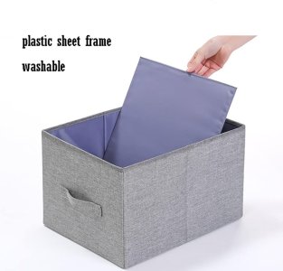FOLDABLE STORAGE BOX WITH LID AND HANDLES