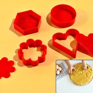 4Pack Cookie Cutters Set: Heart Round Star and Flower Shapes