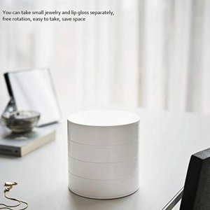 360Degree Rotating Jewelry and Earring Organizer Box with Mirror  4Layer Accessory Storage Box