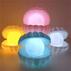LED Pearl Shell Night Lights for Bedroom & Home Decoration  Illuminating Desk Lamp with Nursery Toy Charm pack of 1