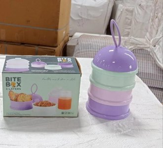 Purple 3Layer Portable Baby Food and Milk Powder Storage Lunch Box Container
