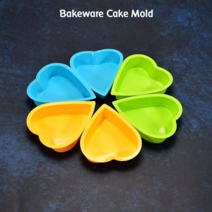 PACK OF 6 HEARTSHAPED SILICONE CAKE MOLDS  BAKING TOOLS AND BAKE WARE