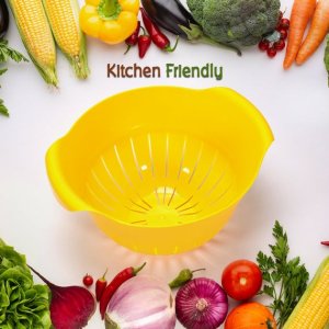 PLASTIC BOWL WITH STRAINER FOR WASHING FRUITS VEGETABLES NOODLES AND PASTA