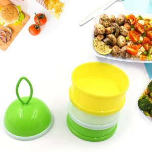 Green 3Layer Lunch Box with Innovative Bite Sized Design and Separate Liquid and Food Compartments
