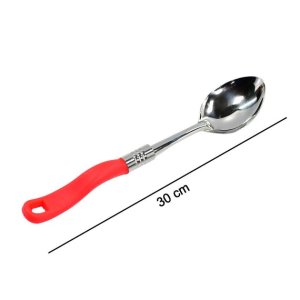 STAINLESS STEEL SERVING SPOON WITH DURABLE PLASTIC HANDLE