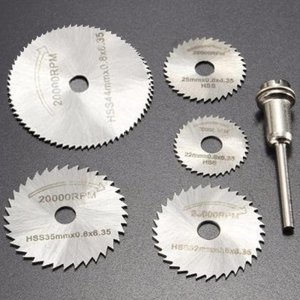 6PACK OF METAL HIGHSPEED STEEL CIRCULAR SAW BLADES FOR CUTTING PURPOSES WITH ROTARY TOOLS