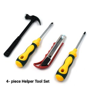 A VERSATILE 4PIECE TOOL SET FOR PLUMBING AND ELECTRICAL REPAIRS IN VARIOUS SETTINGS SUCH AS HOMES AND OFFICE FACILITIES.