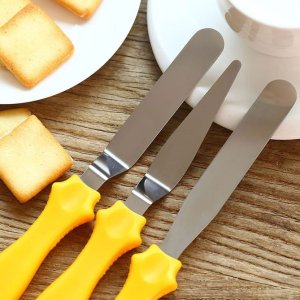 SET OF STAINLESS STEEL CAKE ICING SPATULAS  FLAT ANGLED AND TRIANGLE PALLET KNIVES