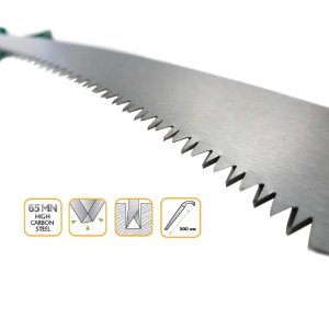 CROMIUM STEEL SAW WITH TRIPLEEDGE SHARPENED TEETH ENCASED IN A PLASTIC COVER AND PACKAGED IN A BLISTER PACK.