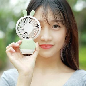 Rechargeable USB Handheld Mini Fan in Rabbit Style with ColorChanging LED Pocket Desk Light Batteries Not Included pack of 1
