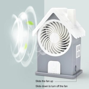 Portable Mini House Fan with Charming House Design for Home Office and Kids' Use Batteries Not Included pack of 1