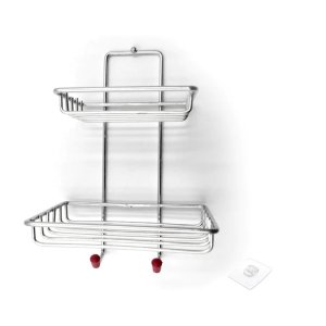 Home Kitchen and Bathroom Soap Storage Rack with 2 Hooks