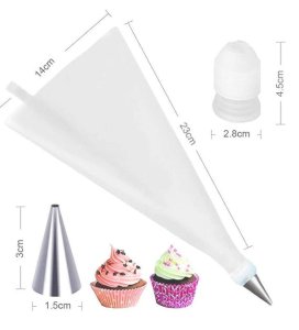 CAKE DECORATING NOZZLE SET WITH STAINLESS STEEL PIPING TIPS AND PIPING BAG FOR CREAM FROSTING