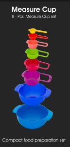 COMPLETE KITCHEN SET  8PIECE NESTING BOWLS AND MEASURING CUPS SET