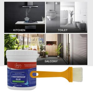 Waterproof Gel with 300g Transparent Glue and Brush for Outdoor Bathroom Wall Tiles Windows and Roofs  Ultimate Leak Protection and Roof Sealant