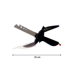 4IN1 CLEVER CUTTER  STAINLESS STEEL KITCHEN TOOL IN SLEEK BLACK