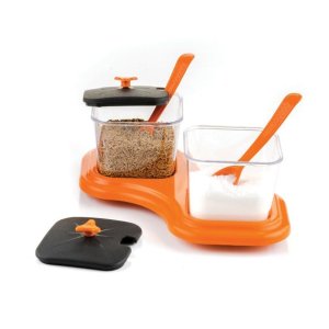 DINING TABLE STAND SET  2PIECE PICKLE JAR WITH SPICE TRAY AND SPOONS MADE FROM VIRGIN PLASTIC