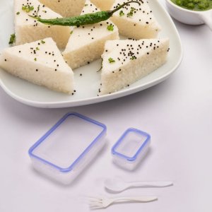 LUNCH BOX WITH FOURSIDE LOCKING MECHANISM AND SMALL SQUARE CONTAINER