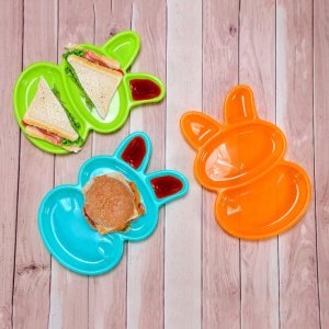 Set of 6 Multicolored RabbitShaped Dishes for Kids