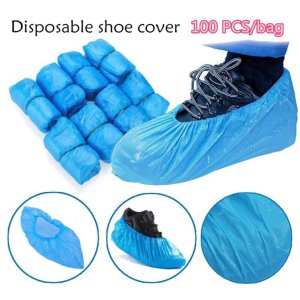 50 Pairs of Disposable Shoe Covers for Rainy Weather with Plastic Elastic Tops