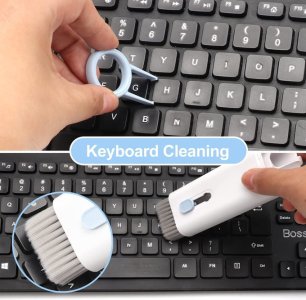 Comprehensive Electronics Cleaning Kit: Monitor Keyboard AirPods and Screen Cleaning Set with Dust Brush Soft Sweeper Swipe Pad AirPod Cleaner Pen Key Puller and Spray Bottle.
