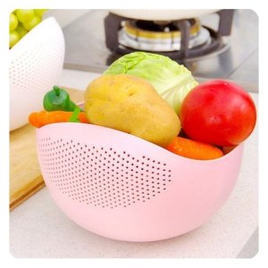SET OF 3 PLASTIC RICE BOWLS WITH HANDLES IDEAL FOR STRAINING RICE VEGETABLES AND FRUITS