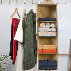 TEXTILE SUSPENDED 4TIER WARDROBE CLOTHING ARRANGER