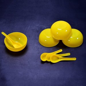 PLASTIC SOUP BOWL AND SPOON SET FOR KITCHEN AND HOME USE