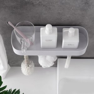 PLASTIC WALL STORAGE ORGANIZER WITH 6 HOOKS  IDEAL FOR BATHROOM AND KITCHEN