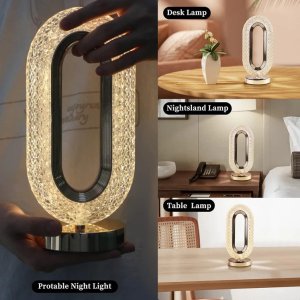Dazzling Crystal Diamond Table Lamp: Touch Control 3Level Dimming USB Rechargeable Perfect Bedside Decor Lamp for Your Bedroom and Living Room!
