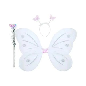 Enchanting Butterfly Fairy Costume for Baby Girls: Nylon Wings with Wand and Hairband in Multicolor for Party Fun 1 Piece