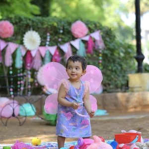Enchanting Butterfly Fairy Costume for Baby Girls: Nylon Wings with Wand and Hairband in Multicolor for Party Fun 1 Piece