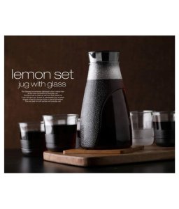 UNBREAKABLE PLASTIC LEMON JUICE JUG SET WITH 6 TRANSPARENT GLASSES