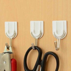SET OF 6 SELFADHESIVE ABS PLASTIC HOOK TOWEL HANGER FOR KITCHEN BATHROOM