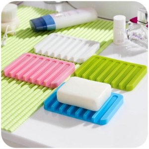 SHOWER SILICONE SOAP HOLDER  SOAP DISH STAND SAVER TRAY CASE FOR BATHROOM