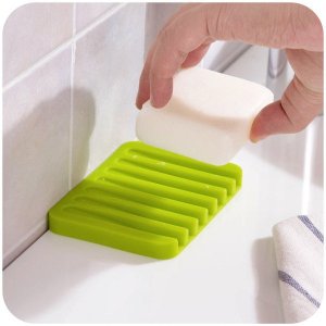 SHOWER SILICONE SOAP HOLDER  SOAP DISH STAND SAVER TRAY CASE FOR BATHROOM