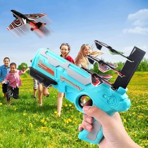 Airplane Launcher Gun Toy with Foam Glider Planes  Ultimate Outdoor Adventure for Kids!