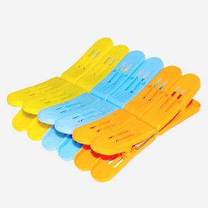 PACK OF 12 MULTICOLORED PLASTIC DOUBLEPIN CLOTH CLIPS