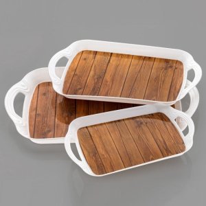 SERVING TRAY SET  PACK OF 3 SMALL MEDIUM LARGE IN MULTICOLOUR