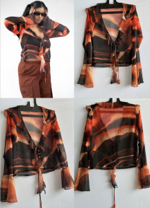 Jupiter sheer ruffle top