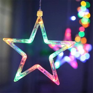 12 STARS LED CURTAIN STRING LIGHTS WITH 8 FLASHING MODES  PERFECT FOR HOME DECOR CHRISTMAS LIGHTING DIWALI WEDDINGS