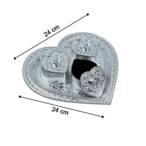 Elegant royal design plastic heart tray for dry fruit chocolate and mouth freshener 3 containers