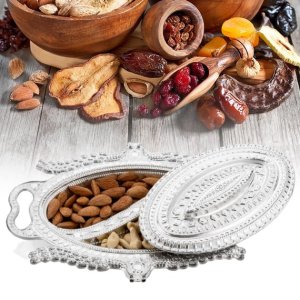 Peacock dry fruit tray plastic silver finish